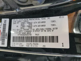 2022 Toyota Tundra 1794 Edition with VIN 5TFMA5DB2NX033703, listed as a Copart auction lot 47841975 with 48,755 mi miles and Salvage title. Bid and sale history available at DreamBid. Image 13.