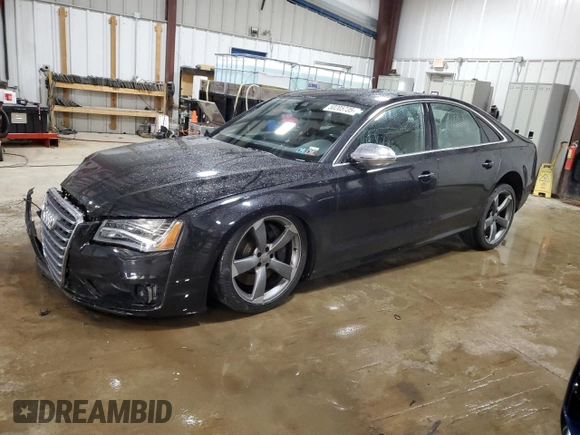2014 Audi S8 with VIN WAUD2AFD3EN004210, listed as a Copart auction lot 50205735 with 31,952 mi miles and Salvage Title. Bid and sale history available at carsss.com. Image 1.