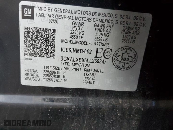 2020 GMC Terrain Denali с VIN 3GKALXEX5LL255247, выставлен на аукционе Copart как лот 49822535 с пробегом 54 885 миль миль и Списание • Salvage title. История ставок и продаж доступна на DreamBid. Изображение 14.
