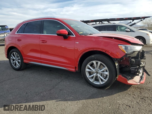 2022 Audi Q3 S line Premium with VIN WA1DECF33N1150413, listed as a Copart auction lot 43773895 with 43,800 mi miles and Salvage Title. Bid and sale history available at DreamBid. Image 4.