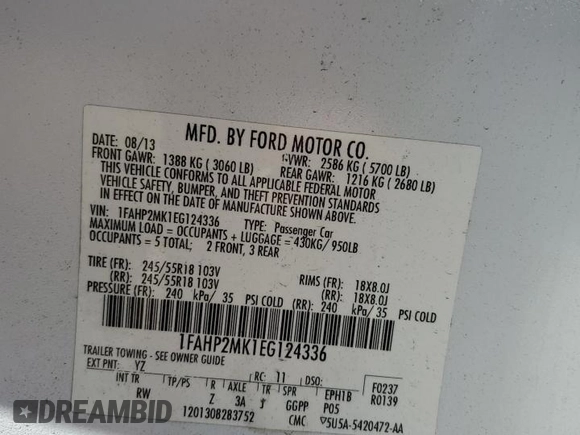 2014 Ford Police Interceptor with VIN 1FAHP2MK1EG124336, listed as a Copart auction lot 53549225 with 117,319 mi miles and Salvage title. Bid and sale history available at DreamBid. Image 12.