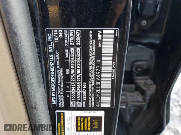 2015 Mercedes-Benz GL-Class GL 350 BlueTEC with VIN 4JGDF2EE8FA497314, listed as a Copart auction lot 80600183 with 98,727 mi miles. Bid and sale history available at carsss.com. Image 13.