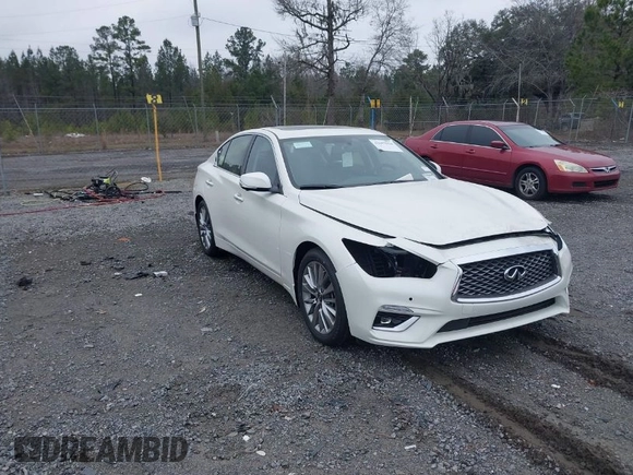 2024 Infiniti Q50 Luxe with VIN JN1EV7BP1RM600612, listed as a IAAI auction lot 41617834 with 20 mi miles and . Bid and sale history available at DreamBid. Image 1.