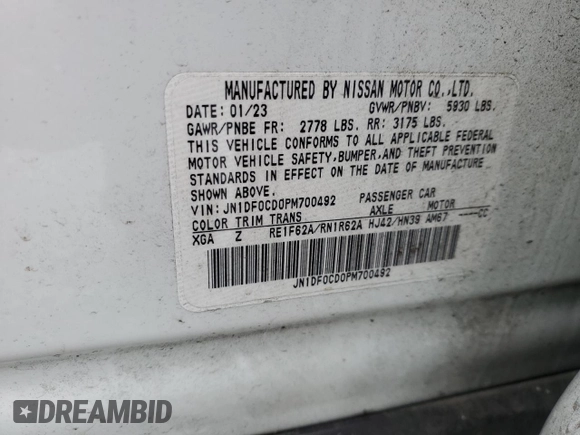 2023 Nissan ARIYA Platinum+ with VIN JN1DF0CD0PM700492, listed as a Copart auction lot 54740585 with 22,670 mi miles and Salvage title. Bid and sale history available at DreamBid. Image 13.