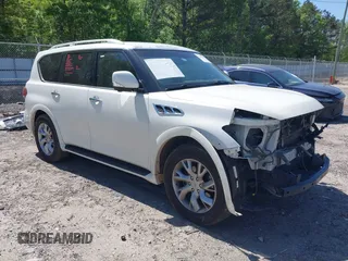 2012 Infiniti QX56 8-passenger with VIN JN8AZ2ND5C9716530, listed as a IAAI auction lot 42031101 with 153,432 mi miles and . Bid and sale history available at DreamBid. Image 1.