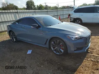 2021 Infiniti Q60 Red Sport 400 with VIN JN1FV7LL7MM560206, listed as a Copart auction lot 69141254 with 27,365 mi miles and Salvage title. Bid and sale history available at DreamBid. Image 4.