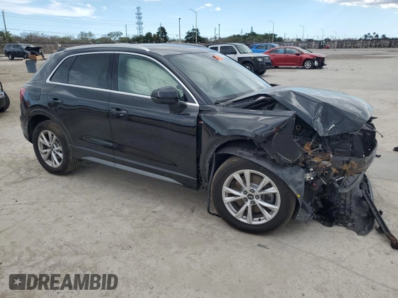 2021 Audi Q3 S line Premium Plus with VIN WA1EECF3XM1026707, listed as a Copart auction lot 46916875 with 0 mi miles and Salvage Title. Bid and sale history available at carsss.com. Image 4.