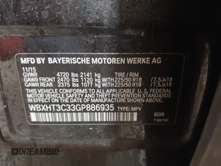 2016 BMW X1 xDrive28i with VIN WBXHT3C33GP886935, listed as a IAAI auction lot 41707367 with 73,201 mi miles. Bid and sale history available at carsss.com. Image 9.