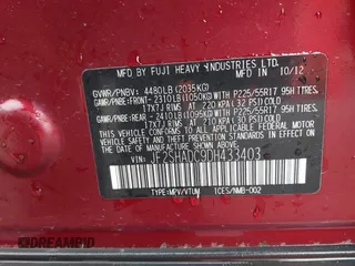 2013 Subaru Forester 2.5X Premium with VIN JF2SHADC9DH433403, listed as a IAAI auction lot 41921603 with 164,417 mi miles. Bid and sale history available at carsss.com. Image 9.