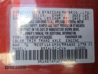 2015 Nissan Sentra SL with VIN 3N1AB7AP1FY348085, listed as a Copart auction lot 47015205 with 159,252 mi miles and Salvage Title. Bid and sale history available at DreamBid. Image 12.