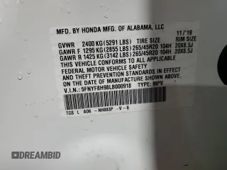 2020 Honda Passport Touring с VIN 5FNYF8H98LB000918, выставлен на аукционе Copart как лот 46877405 с пробегом 49 031 миль миль и Списание • Salvage title. История ставок и продаж доступна на DreamBid. Изображение 14.