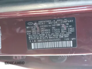 2016 Hyundai Tucson Sport with VIN KM8J33A24GU250501, listed as a Copart auction lot 47825455 with 106,392 mi miles and Salvage Title. Bid and sale history available at carsss.com. Image 16.