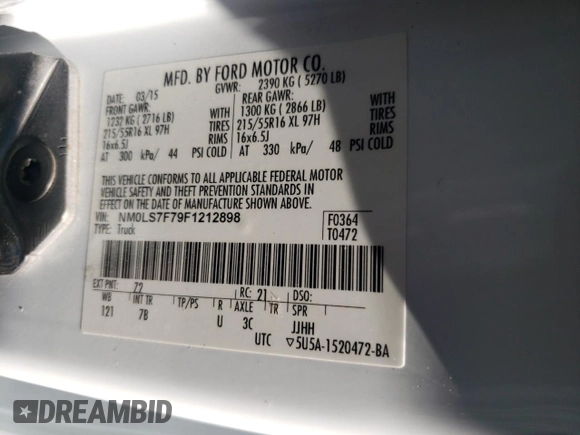 2015 Ford Transit Connect XLT z VIN NM0LS7F79F1212898, wystawiony jako Copart lot #55463945 z przebiegiem 147 729 mil mil oraz Szkody całkowita. Historia ofert i sprzedaży dostępna na DreamBid. Obrazek 13.