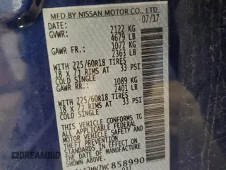 2017 Nissan Rogue SV with VIN 5N1AT2MV7HC858990, listed as a Copart auction lot 55494495 with 108,589 mi miles and Salvage title. Bid and sale history available at DreamBid. Image 14.