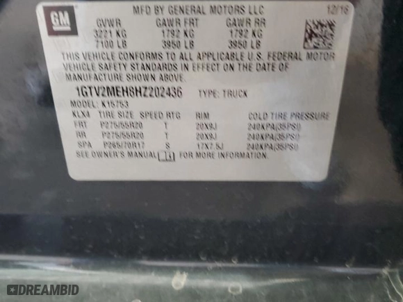 2017 GMC Sierra 1500 SLE with VIN 1GTV2MEH8HZ202436, listed as a Copart auction lot 66657134 with 91,487 mi miles and Salvage Title. Bid and sale history available at carsss.com. Image 14.