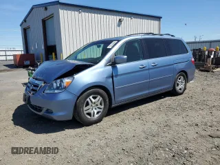 2006 Honda Odyssey EX-L z VIN 5FNRL38746B103806, wystawiony jako Copart lot #58868565 z przebiegiem 150 047 mil mil oraz Szkoda całkowita • Salvage title. Historia ofert i sprzedaży dostępna na DreamBid. Obrazek 1.