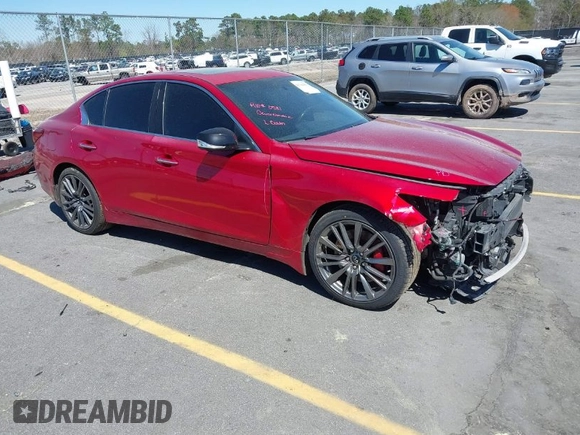 2019 Infiniti Q50 RED SPORT 400 with VIN JN1FV7AP8KM760885, listed as a IAAI auction lot 41794933 with 119,321 mi miles. Bid and sale history available at carsss.com. Image 1.
