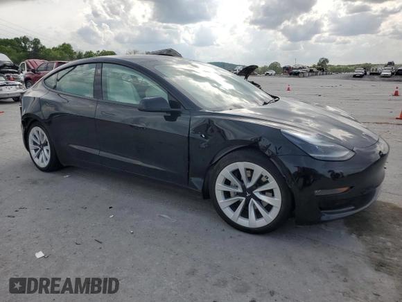 2021 Tesla Model 3 Long Range with VIN 5YJ3E1EB6MF980646, listed as a Copart auction lot 54137115 with 34,690 mi miles and Salvage Title. Bid and sale history available at carsss.com. Image 4.
