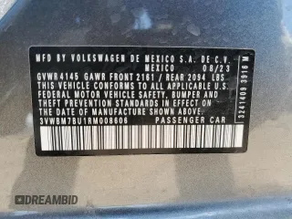 2024 Volkswagen Jetta Sport with VIN 3VWBM7BU1RM008606, listed as a Copart auction lot 57120815 with 11,987 mi miles and Salvage title. Bid and sale history available at DreamBid. Image 13.