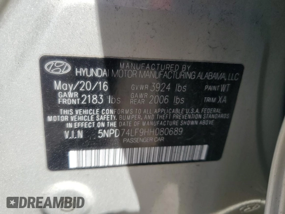 2017 Hyundai Elantra SE с VIN 5NPD74LF9HH080689, выставлен на аукционе Copart как лот 54971725 с пробегом 236 076 миль миль и Чистый • Clean title. История ставок и продаж доступна на DreamBid. Изображение 12.