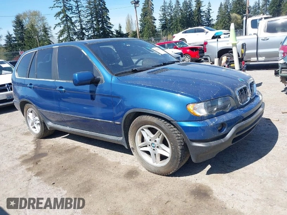 2001 BMW X5 4.4i with VIN WBAFB33521LH13219, listed as a IAAI auction lot 42029117 with 163,058 mi miles. Bid and sale history available at carsss.com. Image 1.
