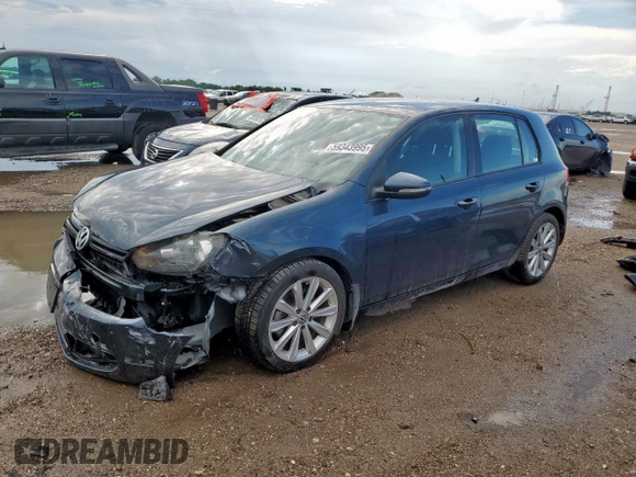 2014 Volkswagen Golf TDI w/Sunroof & Nav z VIN WVWDM7AJ2EW000544, wystawiony jako Copart lot #59343995 z przebiegiem 128 421 mil mil oraz Szkoda całkowita • Salvage title. Historia ofert i sprzedaży dostępna na DreamBid. Obrazek 1.