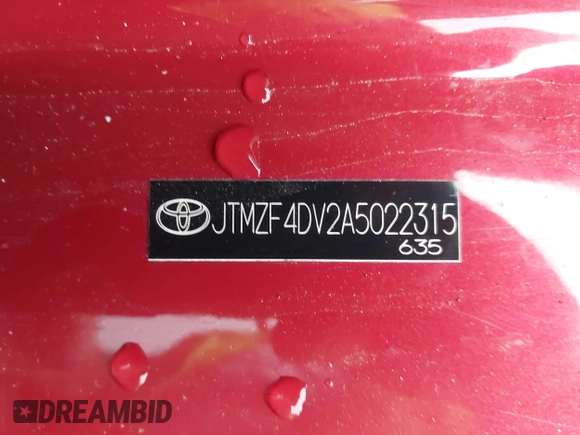 2010 Toyota RAV4 with VIN JTMZF4DV2A5022315, listed as a IAAI auction lot 41855115 with Not provided miles and . Bid and sale history available at DreamBid. Image 9.