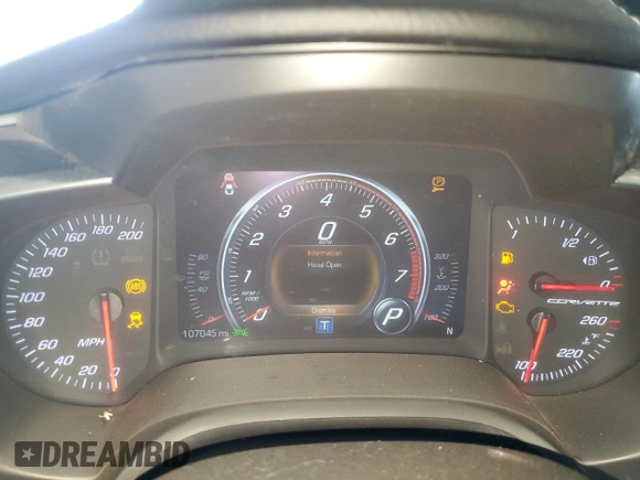2016 Chevrolet Corvette Z51 2LT with VIN 1G1YK2D77G5111294, listed as a Copart auction lot 63336695 with 107,045 mi miles and Salvage title. Bid and sale history available at DreamBid. Image 9.