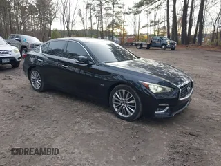 2019 Infiniti Q50 3.0t LUXE with VIN JN1EV7AR9KM550521, listed as a IAAI auction lot 41100092 with 80,055 mi miles. Bid and sale history available at carsss.com. Image 1.