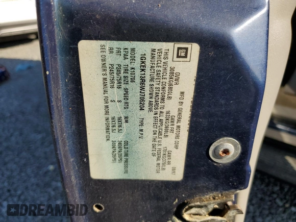 1998 GMC Yukon with VIN 1GKEK13R6WJ706204, listed as a Copart auction lot 77577074 with 186,023 mi miles and Salvage Title. Bid and sale history available at carsss.com. Image 13.