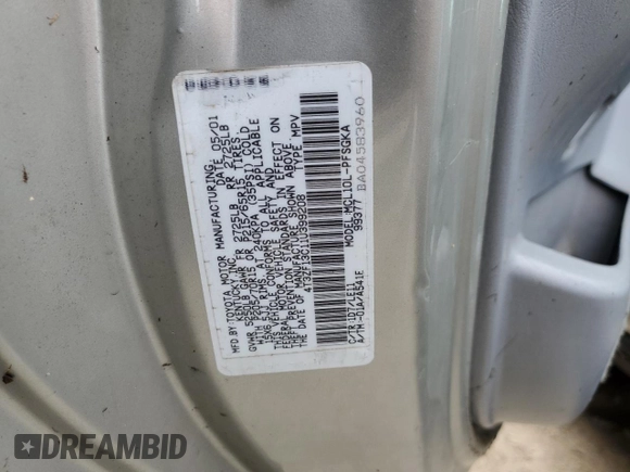 2001 Toyota Sienna LE with VIN 4T3ZF13C11U399208, listed as a Copart auction lot 76162644 with 0 mi miles and Salvage Title. Bid and sale history available at carsss.com. Image 13.