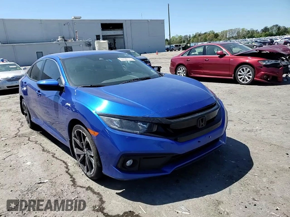2019 Honda Civic Sport with VIN 19XFC2F86KE038109, listed as a Copart auction lot 53722175 with 89,615 mi miles and Salvage Title. Bid and sale history available at DreamBid. Image 10.