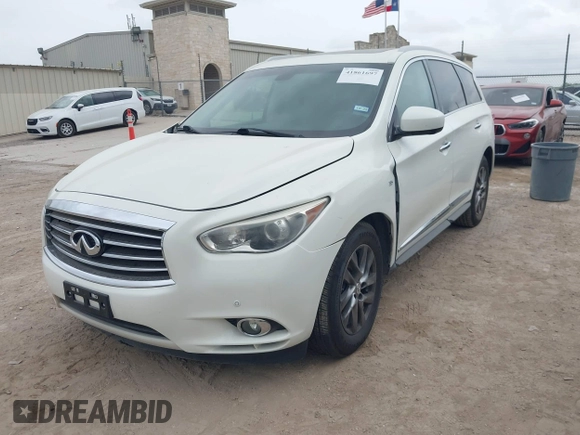 2015 Infiniti QX60 with VIN 5N1AL0MN0FC525886, listed as a IAAI auction lot 41861697 with 77,963 mi miles. Bid and sale history available at carsss.com. Image 2.
