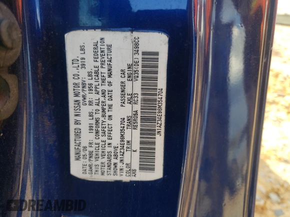 2006 Nissan 350Z Touring with VIN JN1AZ34E96M354704, listed as a Copart auction lot 47194005 with 189,714 mi miles and Salvage Title. Bid and sale history available at carsss.com. Image 14.
