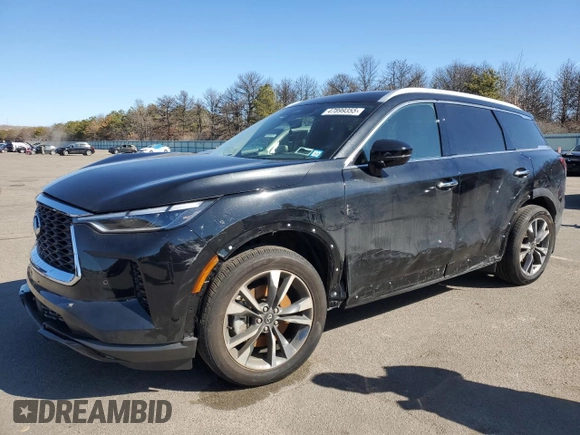 2025 Infiniti QX60 Luxe with VIN 5N1AL1FS0SC336139, listed as a Copart auction lot 47899355 with 3,100 mi miles and Salvage title. Bid and sale history available at DreamBid. Image 1.