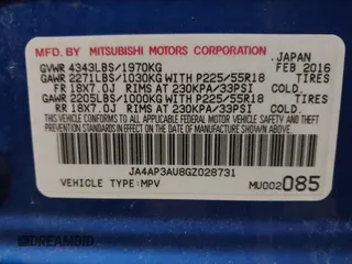 2016 Mitsubishi Outlander Sport 2.0 ES with VIN JA4AP3AU8GZ028731, listed as a IAAI auction lot 41509686 with 142,112 mi miles. Bid and sale history available at carsss.com. Image 9.