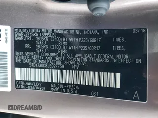 2018 Toyota Sienna XLE Auto Access Seat with VIN 5TDYZ3DC8JS927759, listed as a Copart auction lot 50383465 with 141,807 mi miles and Salvage title. Bid and sale history available at DreamBid. Image 14.