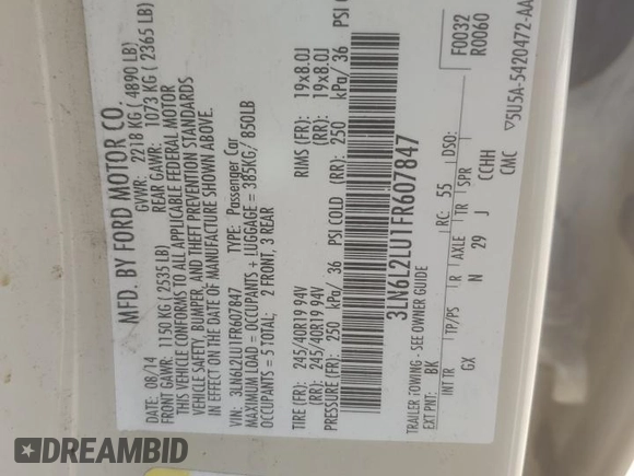 2015 Lincoln MKZ Hybrid с VIN 3LN6L2LU1FR607847, выставлен на аукционе Copart как лот 63676895 с пробегом 208 407 миль миль и Чистый • Clean title. История ставок и продаж доступна на DreamBid. Изображение 12.