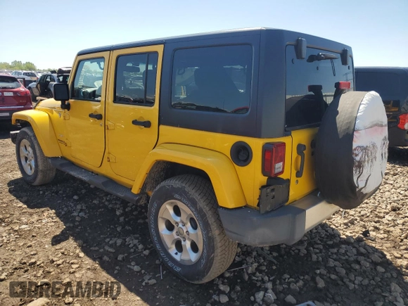 2015 Jeep Wrangler Unlimited Sahara with VIN 1C4HJWEG7FL593355, listed as a Copart auction lot 56784425 with 74,498 mi miles and Salvage title. Bid and sale history available at DreamBid. Image 2.