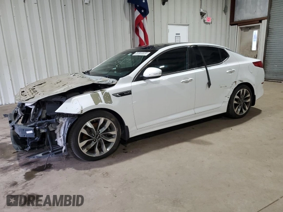 2015 Kia Optima SX Turbo with VIN 5XXGR4A61FG367091, listed as a Copart auction lot 50038995 with 106,003 mi miles and Clean Title. Bid and sale history available at carsss.com. Image 1.