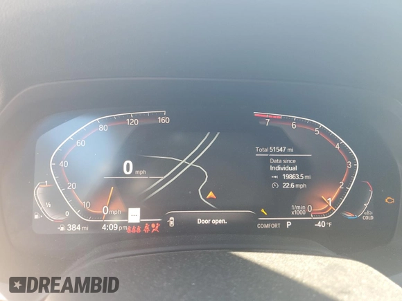 2019 BMW X5 xDrive40i with VIN 5UXCR6C53KLL14710, listed as a Copart auction lot 57408185 with 51,547 mi miles and Salvage title. Bid and sale history available at DreamBid. Image 9.