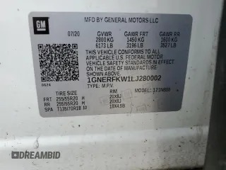 2020 Chevrolet Traverse LS with VIN 1GNERFKW1LJ280002, listed as a Copart auction lot 45548615 with 0 mi miles and Non Repairable. Bid and sale history available at carsss.com. Image 14.