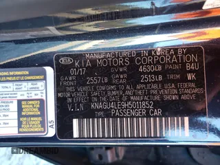 2017 Kia Optima EX with VIN KNAGU4LE9H5011852, listed as a Copart auction lot 84852844 with 144,413 mi miles and Salvage title. Bid and sale history available at DreamBid. Image 13.