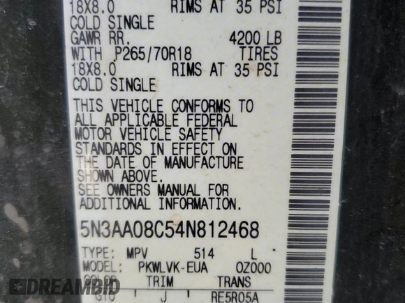 2004 Infiniti QX56 with VIN 5N3AA08C54N812468, listed as a Copart auction lot 77897554 with 0 mi miles and Salvage Title. Bid and sale history available at carsss.com. Image 14.