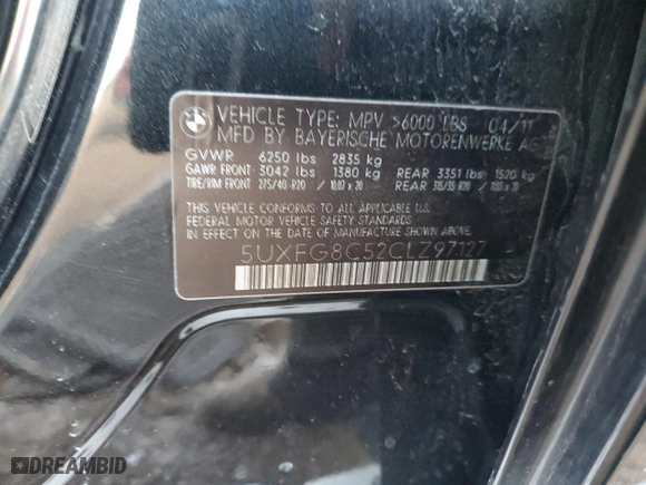 2012 BMW X6 50i with VIN 5UXFG8C52CLZ97127, listed as a Copart auction lot 87689165 with 169,379 mi miles and Salvage Title. Bid and sale history available at carsss.com. Image 14.