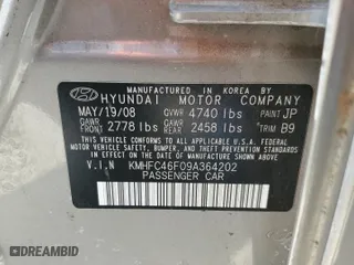2009 Hyundai Azera Limited with VIN KMHFC46F09A364202, listed as a Copart auction lot 68546314 with 158,934 mi miles and Salvage Title. Bid and sale history available at carsss.com. Image 12.