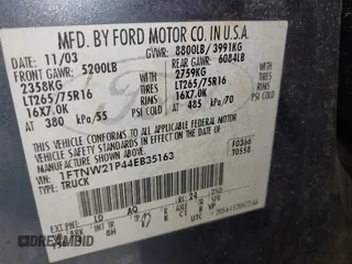 2004 Ford F-250 XL with VIN 1FTNW21P44EB35163, listed as a IAAI auction lot 42489245 with 319,621 mi miles and . Bid and sale history available at DreamBid. Image 9.