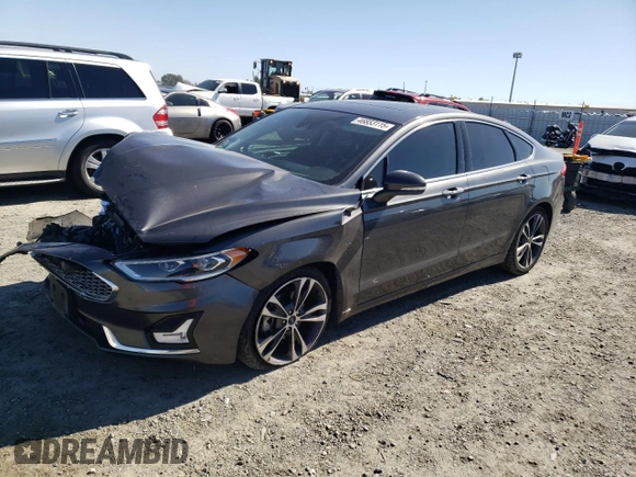 2019 Ford Fusion Titanium with VIN 3FA6P0D96KR154543, listed as a Copart auction lot 47564305 with 91,849 mi miles and Salvage Title. Bid and sale history available at carsss.com. Image 1.