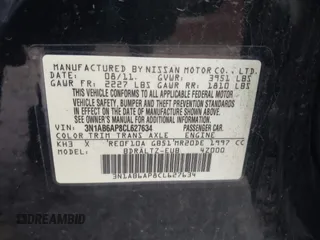 2012 Nissan Sentra S with VIN 3N1AB6AP8CL627634, listed as a IAAI auction lot 41620332 with 130,806 mi miles and . Bid and sale history available at DreamBid. Image 9.