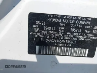 2022 Hyundai Accent SE with VIN 3KPC24A65NE156101, listed as a IAAI auction lot 42481637 with 72,948 mi miles and . Bid and sale history available at DreamBid. Image 9.
